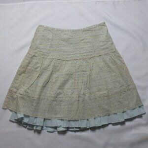 4/$14 AE AMERICAN EAGLE womens GOLD tan AQUA skirt CAREER boho LAYERED SIZE 6